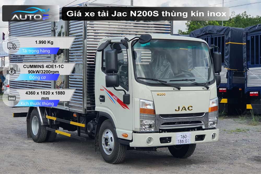 Giá xe tải Jac N200S thùng kín inox (1.99 tấn)